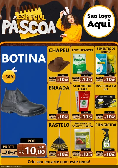 Modelo de Encarte para Encarte A4 Vertical com o tema Especial Páscoa para Agropecuária