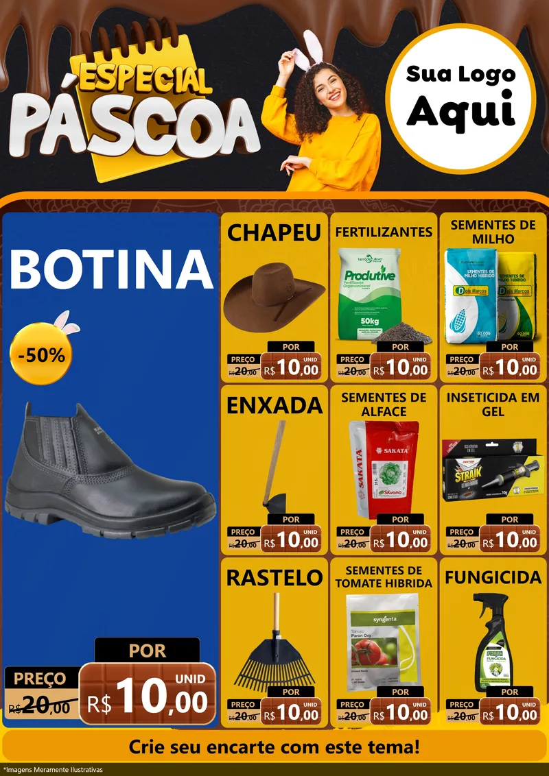 Modelo de Encarte para Encarte A4 Vertical com o tema Especial Páscoa para Agropecuária