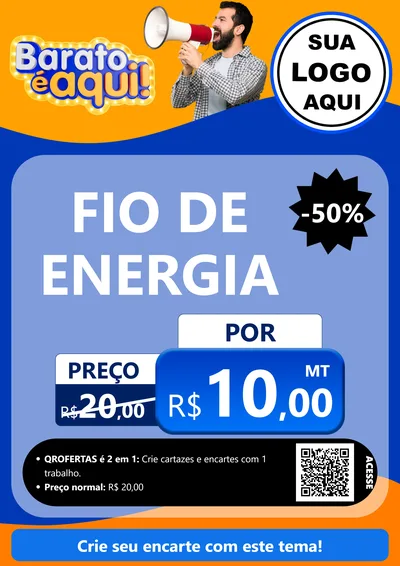Modelo de Cartaz para Cartaz A4 Vertical com o tema Barato é aqui para Materiais Elétricos