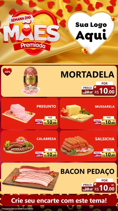Modelo de TV para TV Vertical com o tema Semana das Mães Premiada para Frios e Laticínios