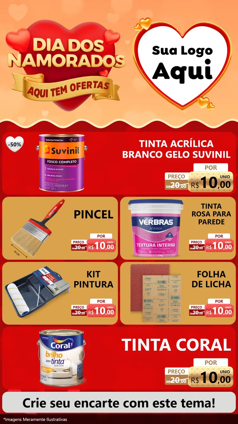 Modelo de TV para TV Vertical com o tema Dia dos Namorados - Aqui Tem Ofertas para Tintas e Ferramentas
