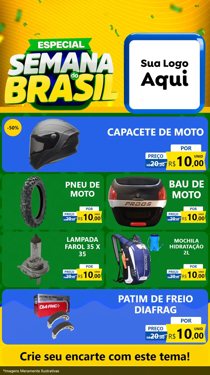 Modelo de TV para TV Vertical com o tema Especial Semana do Brasil para Moto peças
