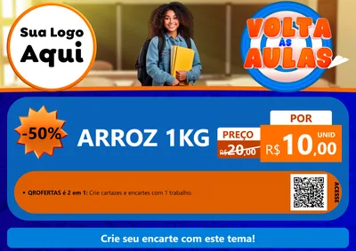 Modelo de Cartaz para Cartaz A4 Horizontal com o tema Volta Às Aulas para Supermercado