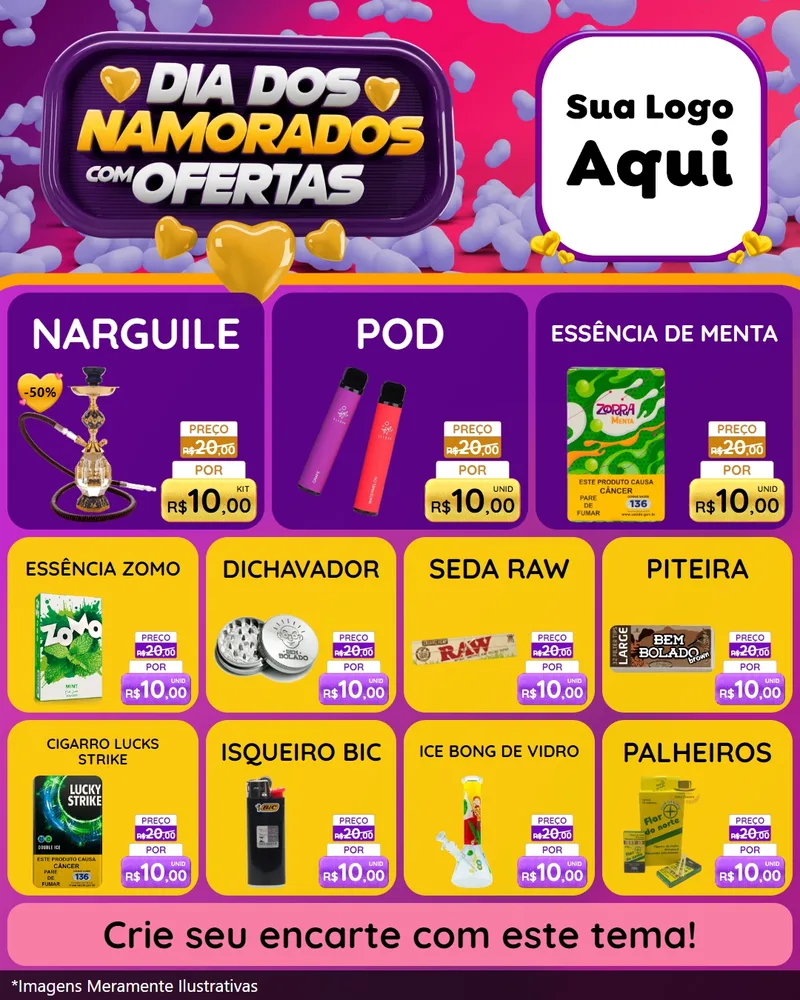 Modelo de Rede Social para Feed Instagram com o tema Dia Dos Namorados Com Ofertas para Tabacaria