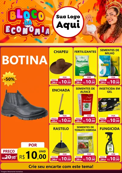 Modelo de Encarte para Encarte A4 Vertical com o tema Bloco da Economia para Agropecuária