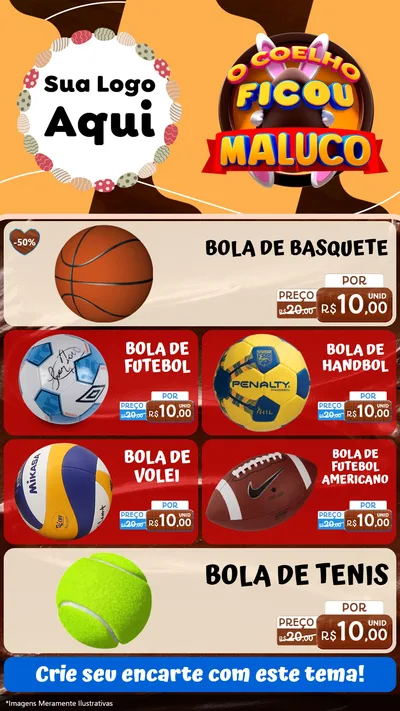 Modelo de TV para TV Vertical com o tema O Coelho Ficou Maluco - Páscoa para Artigos Esportivos