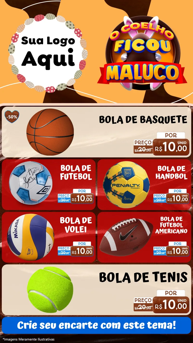 Modelo de TV para TV Vertical com o tema O Coelho Ficou Maluco - Páscoa para Artigos Esportivos