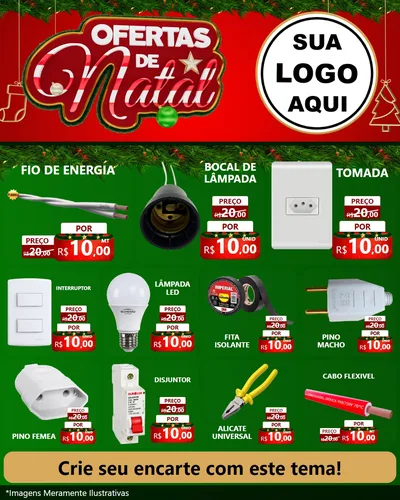 Modelo de Rede Social para Feed Instagram com o tema Ofertas de Natal para Materiais Elétricos