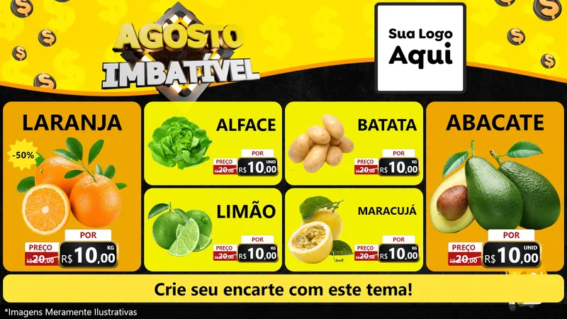 Modelo de TV para TV Horizontal com o tema Agosto Imbatível para Hortifrúti