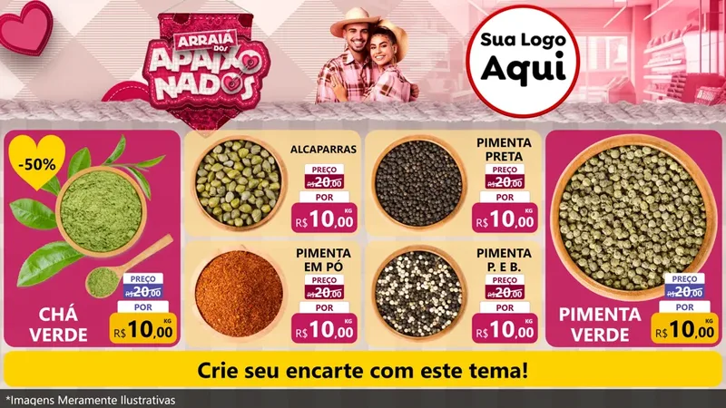 Modelo de TV para TV Horizontal com o tema Arraiá dos Apaixonados - Junina para Produtos Naturais