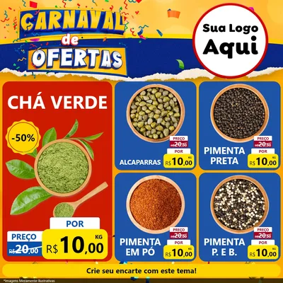 Modelo de Rede Social para Feed Facebook com o tema Carnaval de Ofertas para Produtos Naturais
