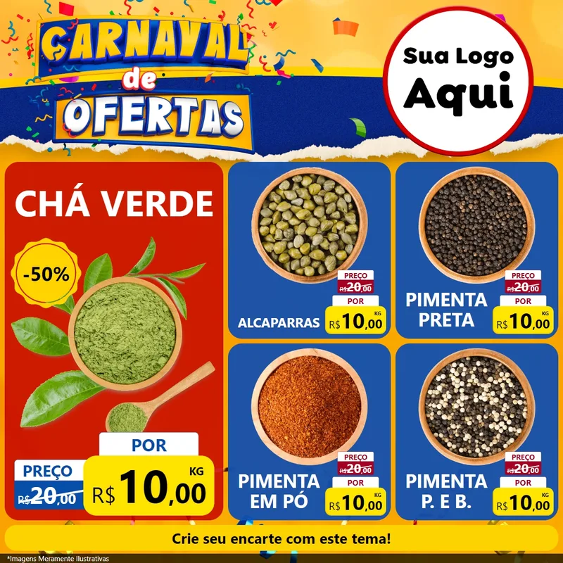 Modelo de Rede Social para Feed Facebook com o tema Carnaval de Ofertas para Produtos Naturais