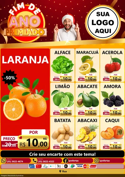 Modelo de Encarte para Encarte A4 Vertical com o tema Fim de Ano Premiado para Hortifrúti