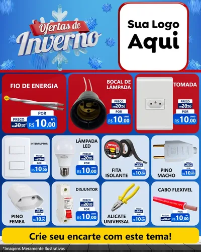 Modelo de Rede Social para Feed Instagram com o tema Ofertas de Inverno para Materiais Elétricos
