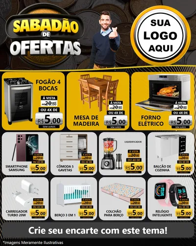 Modelo de Rede Social para Feed Instagram com o tema Sabadão de Ofertas para Móveis e Eletro