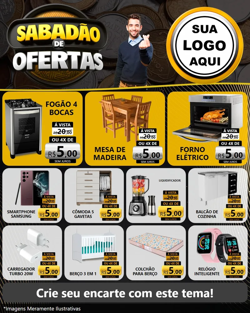 Modelo de Rede Social para Feed Instagram com o tema Sabadão de Ofertas para Móveis e Eletro