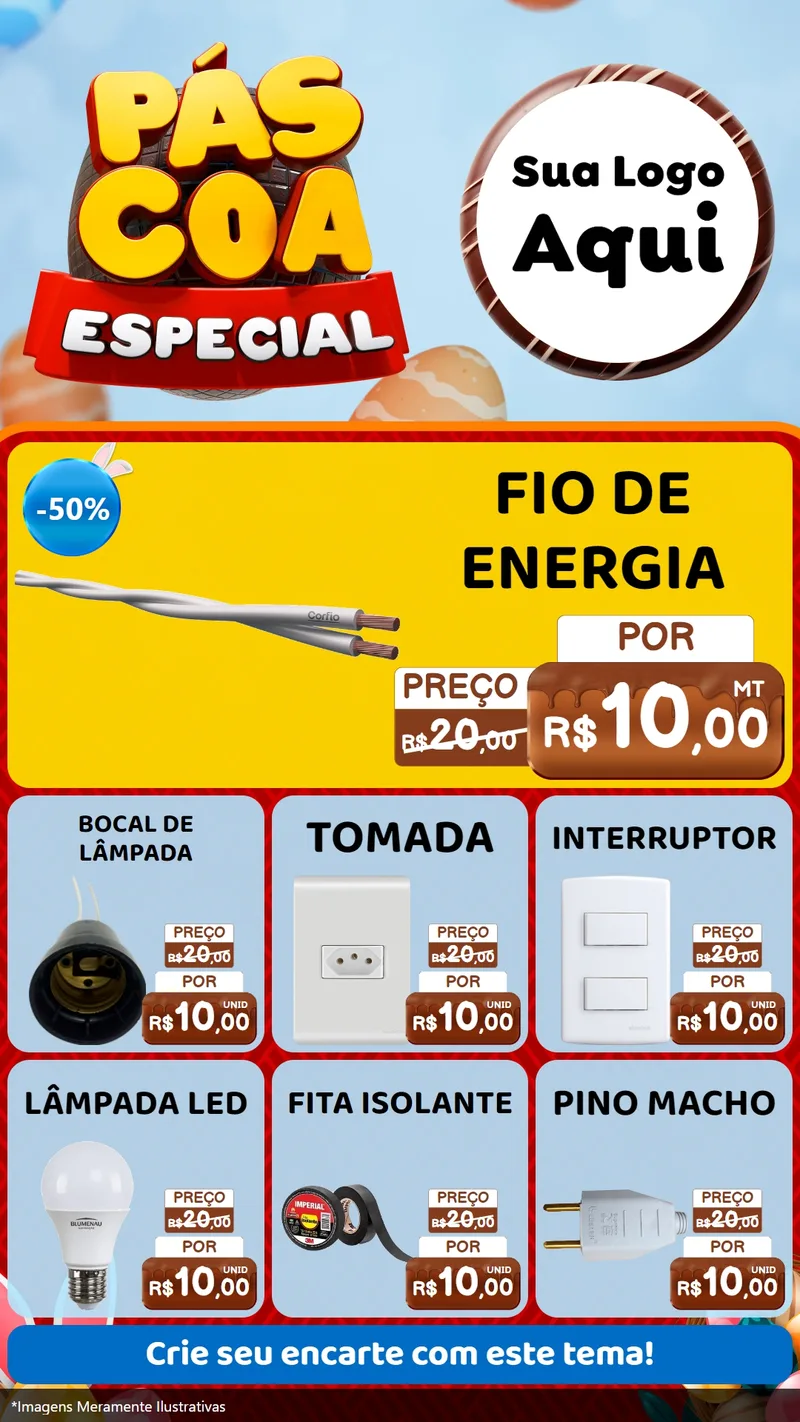 Modelo de Rede Social para Stories com o tema Páscoa Especial para Materiais Elétricos