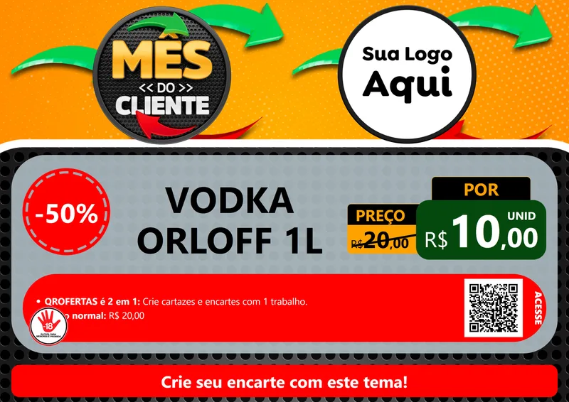 Modelo de Cartaz para Cartaz A4 Horizontal com o tema Mês do Cliente para Distribuidora de bebidas