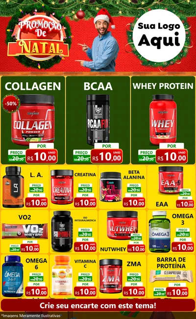 Modelo de Encarte para Encarte Grande com o tema Promoção de Natal para Suplementos alimentares