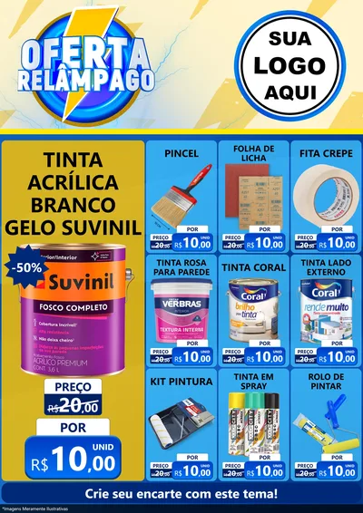 Modelo de Encarte para Encarte A4 Vertical com o tema Oferta Relâmpago para Tintas e Ferramentas