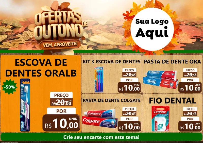 Modelo de Encarte para Encarte A4 Horizontal com o tema Ofertas de Outono - Vem, Aproveite! para Higiene Pessoal