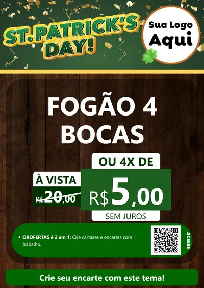 Modelo de Cartaz para Cartaz A4 Vertical com o tema St Patriks Day para Móveis e Eletro