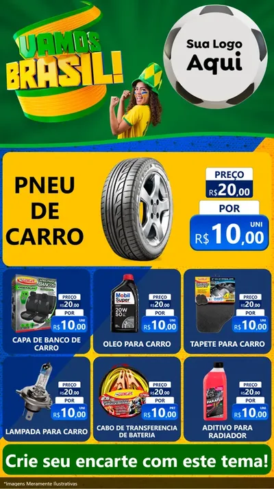 Modelo de Rede Social para Stories com o tema Vamos Brasil - Copa para Auto peças