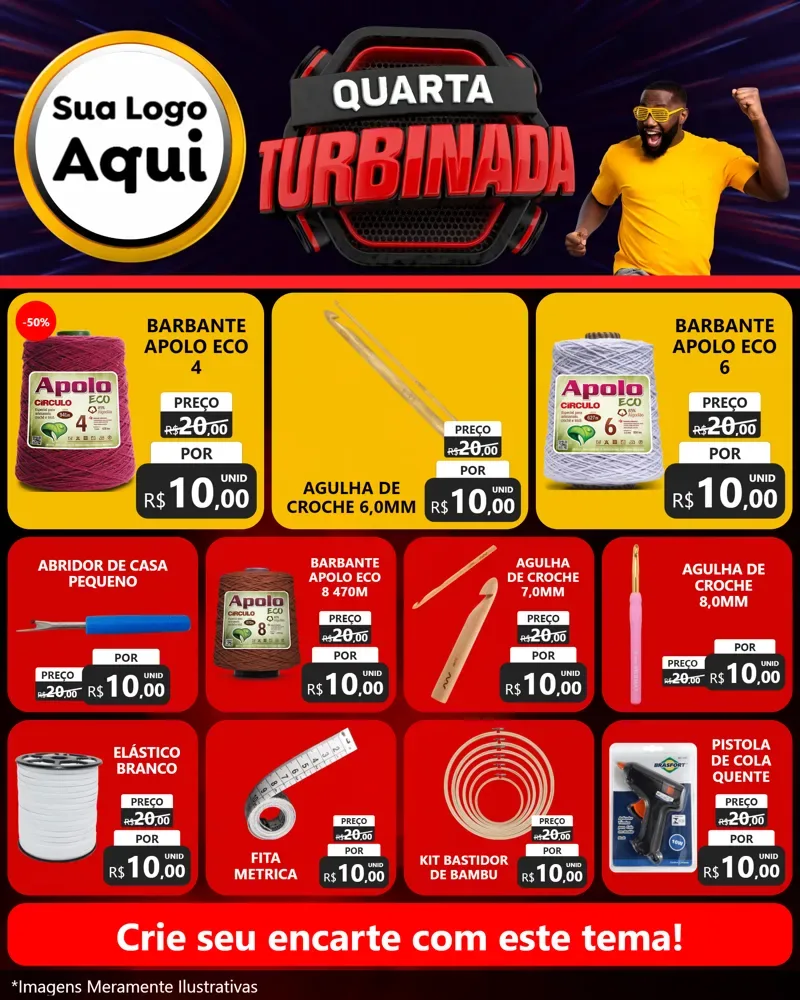 Modelo de Rede Social para Feed Instagram com o tema Quarta Turbinada para Armarinho e Aviamentos