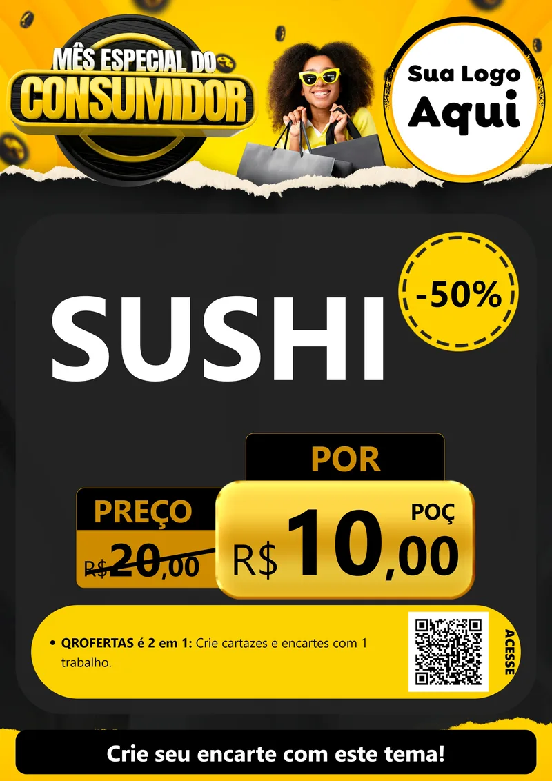 Modelo de Cartaz para Cartaz A4 Vertical com o tema Mês Especial do Consumidor para Comida japonesa