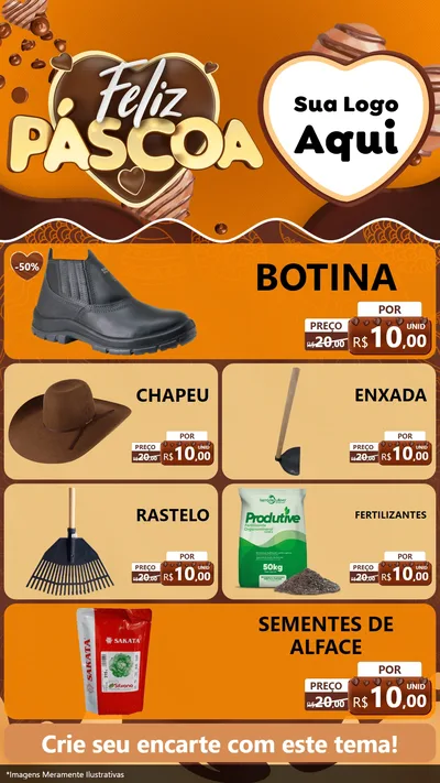 Modelo de TV para TV Vertical com o tema Feliz Páscoa para Agropecuária