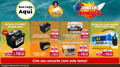 Modelo de TV para TV Horizontal com o tema Janeiro de Promoção para Baterias Elétricas