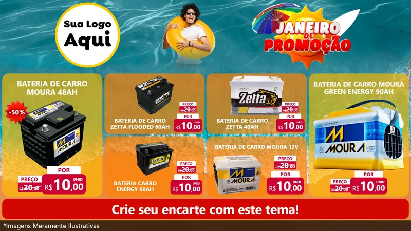 Modelo de TV para TV Horizontal com o tema Janeiro de Promoção para Baterias Elétricas