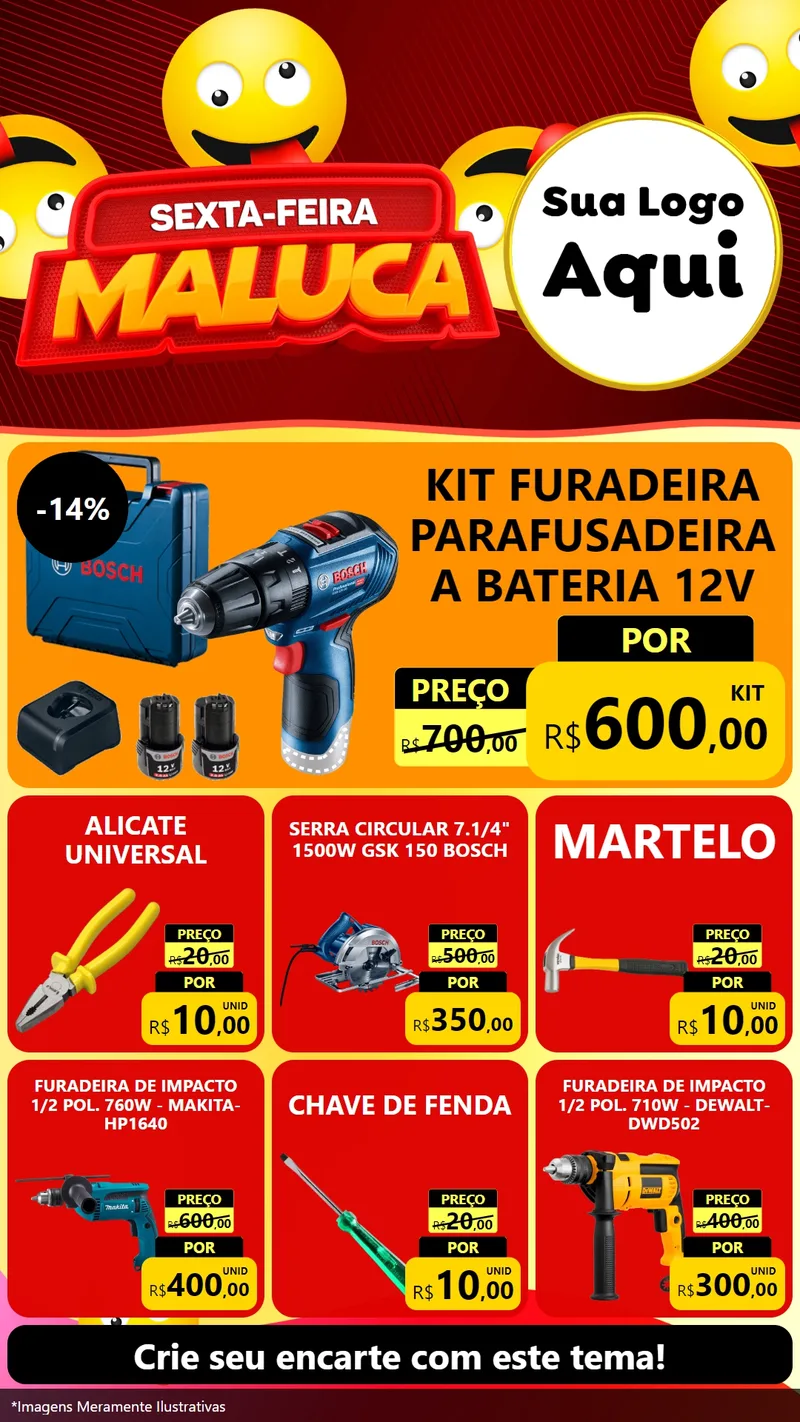 Modelo de Rede Social para Stories com o tema Sexta-feira Maluca para Maquinas e Ferramentas