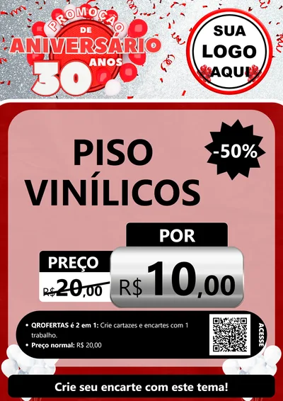 Modelo de Cartaz para Cartaz A4 Vertical com o tema Promoção de Aniversário - 30 Anos para Material para Construção