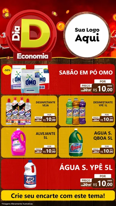 Modelo de TV para TV Vertical com o tema Dia D Economia para Produtos de Limpeza