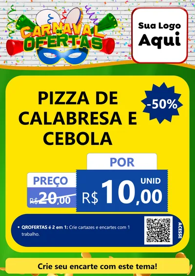Modelo de Cartaz para Cartaz A4 Vertical com o tema Carnaval de Ofertas para Pizzaria