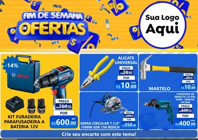 Modelo de Encarte para Encarte A4 Horizontal com o tema Fim de Semana de Ofertas para Maquinas e Ferramentas