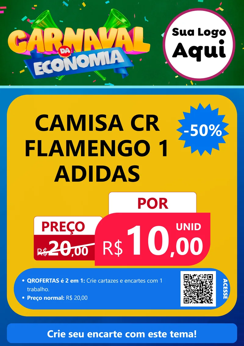 Modelo de Cartaz para Cartaz A4 Vertical com o tema Carnaval da Economia para Roupas e acessórios