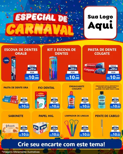 Modelo de Rede Social para Feed Instagram com o tema Especial de Carnaval para Higiene Pessoal