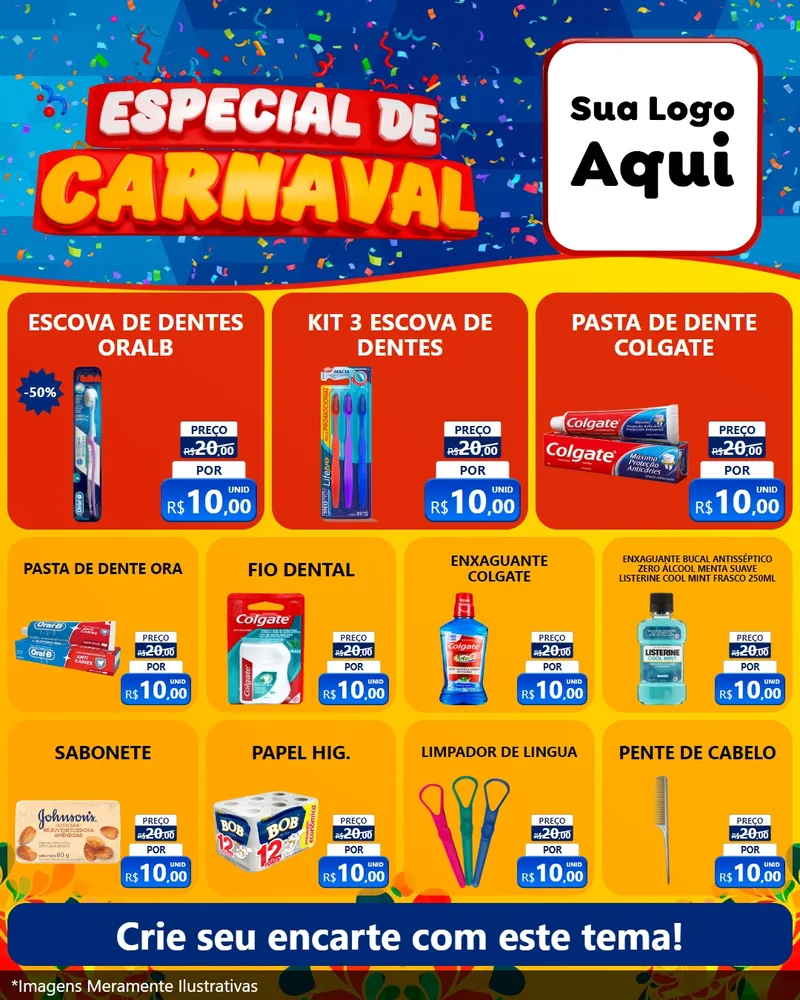 Modelo de Rede Social para Feed Instagram com o tema Especial de Carnaval para Higiene Pessoal