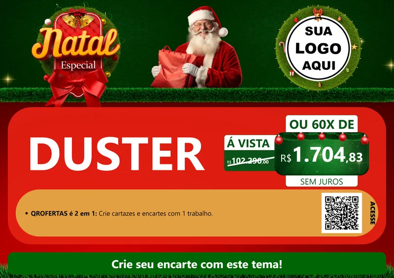 Modelo de Cartaz para Cartaz A4 Horizontal com o tema Natal Especial para Concessionaria de Carros