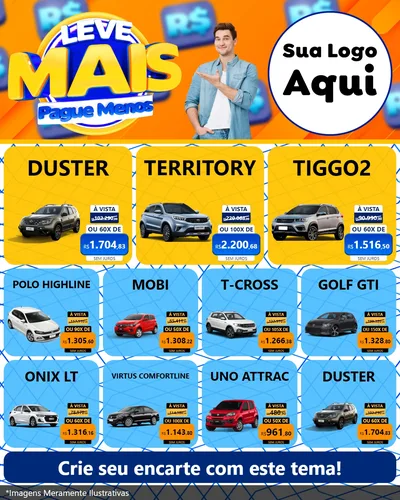 Modelo de Rede Social para Feed Instagram com o tema Leve Mais, Pague Menos para Concessionaria de Carros