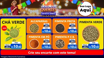 Modelo de TV para TV Horizontal com o tema Descontos Quentes de Festa Junina para Produtos Naturais