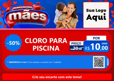 Modelo de Cartaz para Cartaz A4 Horizontal com o tema Promoção das Mães para Produtos para Piscina
