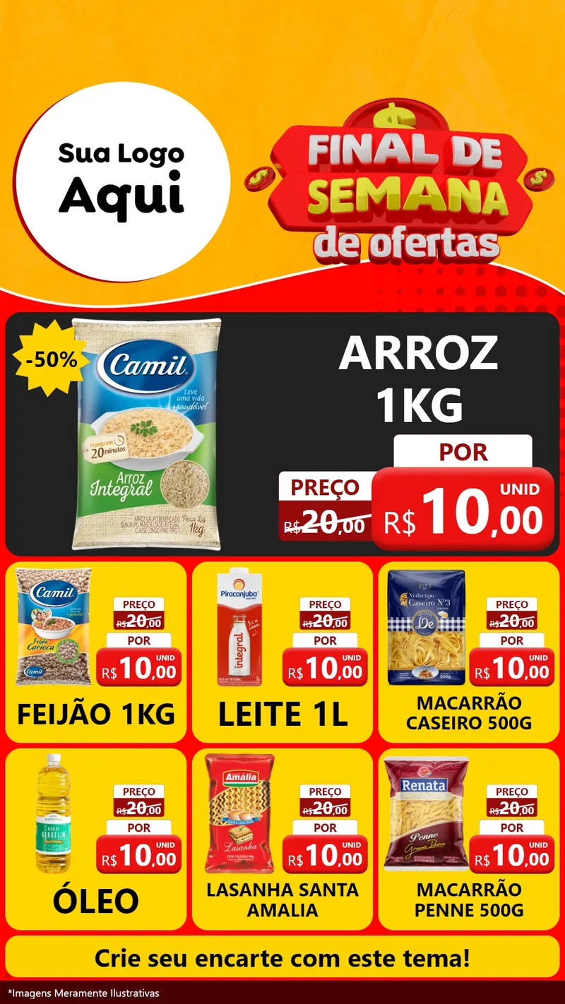 Modelo de Rede Social para Stories com o tema Final de Semana de Ofertas para Supermercado