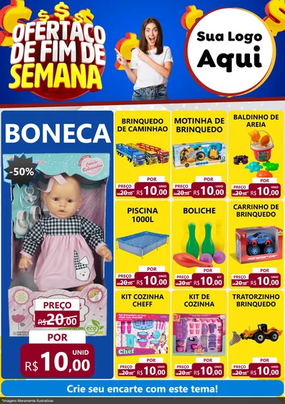 Modelo de Encarte para Encarte A4 Vertical com o tema Ofertaço de Fim de Semana para Brinquedos