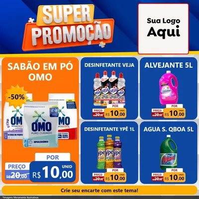 Modelo de Rede Social para Feed Facebook com o tema Super Promoção para Produtos de Limpeza