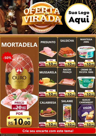 Modelo de Encarte para Encarte A4 Vertical com o tema Oferta da Virada para Frios e Laticínios