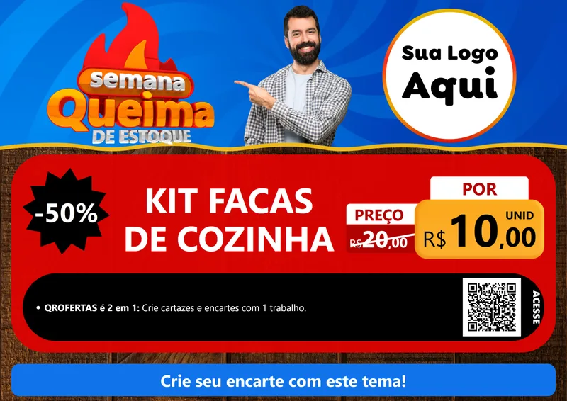 Modelo de Cartaz para Cartaz A4 Horizontal com o tema Semana Queima de Estoque para Utilidades Domésticas