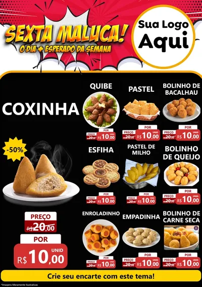 Modelo de Encarte para Encarte A4 Vertical com o tema Sexta Maluca! para Salgadaria